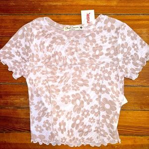 Brown floral crop top